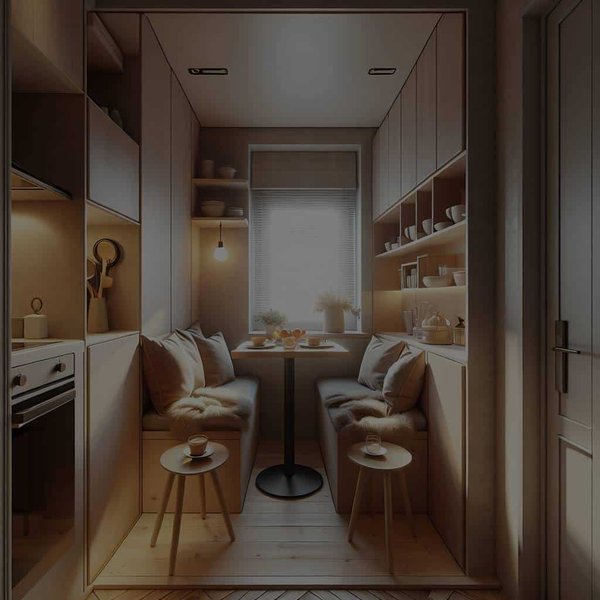 Comment concevoir un espace petit-déjeuner cosy dans une cuisine étroite ?